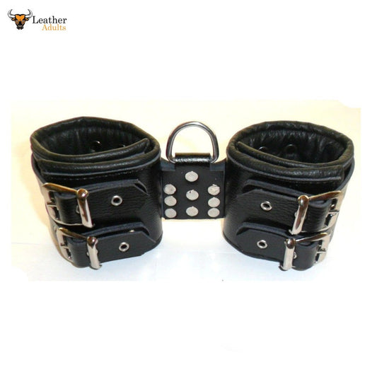 LEATHER WRIST CUFFS HANDCUFFS HEAVY DUTY Hand Bondage Restraints