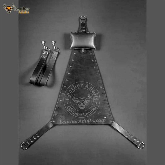 Handcrafted Genuine Leather Swing | Heavy Duty Play Room Black Leather Sex Swing Adult Sling | Heavy duty Leather Adult play Hammock