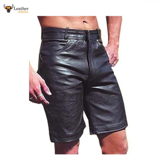 Mens 100% Genuine Leather Bermuda Shorts Lederhosen New