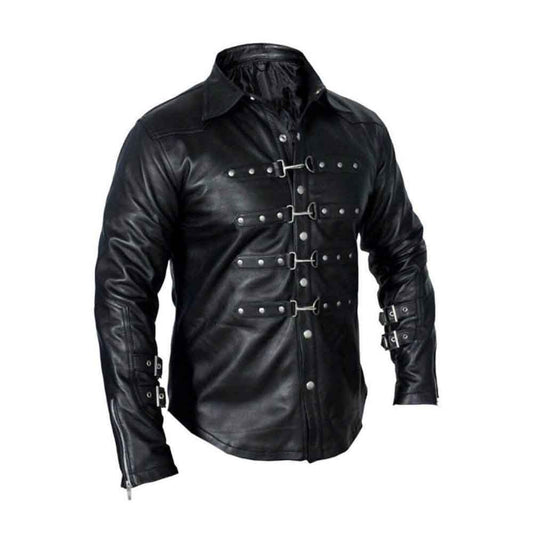 Camisa Steampunk de uniforme de policía caliente de piel de cordero negra para hombre Bluf Gay Sheep Lamb mangas completas