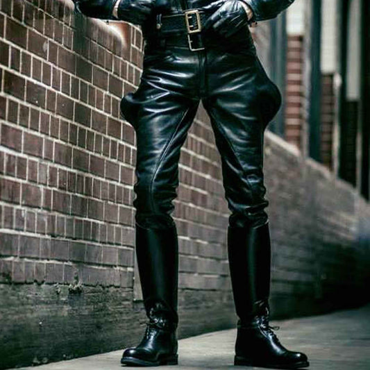 Pantalones de cuero de vaca para hombre Pantalones Lederjeans BLUF Pantalones Lederhosen Calzones