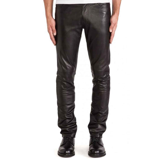 Pantalones pitillo de piel de vaca auténtica para hombre, cinco bolsillos, estilo vaquero, Premium Kink