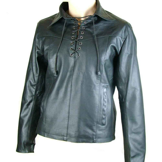Camisa de motociclista de CUERO GENUINO para hombre Jersey Top MÁS TAMAÑOS DISPONIBLES