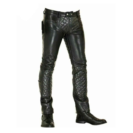 Pantalón vaquero de piel original para hombre, pantalones acolchados, BLUF Lederhosen Bikers