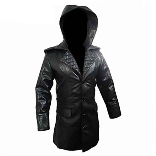 Gabardina gótica Matrix de cuero de vaca negro para hombre Gabardina gótica Steampunk gótico T23 NEGRO