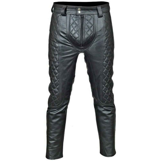 Pantalones de cuero de vaca real para hombre, pantalones vaqueros Punk Kink, pantalones BLUF, pantalones de motociclista