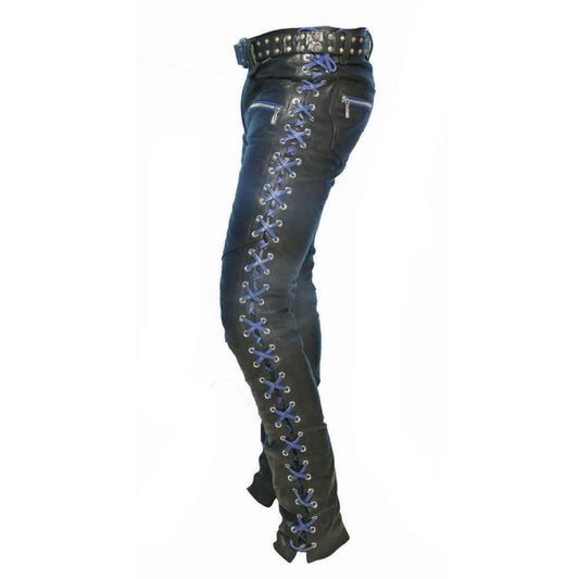 Pantalones de cuero de vaca real para hombre, pantalones vaqueros Punk Kink, pantalones BLUF, pantalones de motociclista