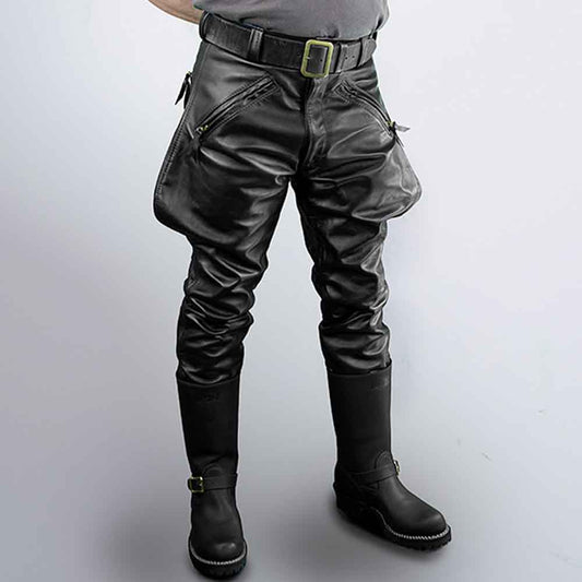 Pantalones de piel de vaca auténtica para hombre, pantalones Lederjeans BLUF, pantalones Lederhosen