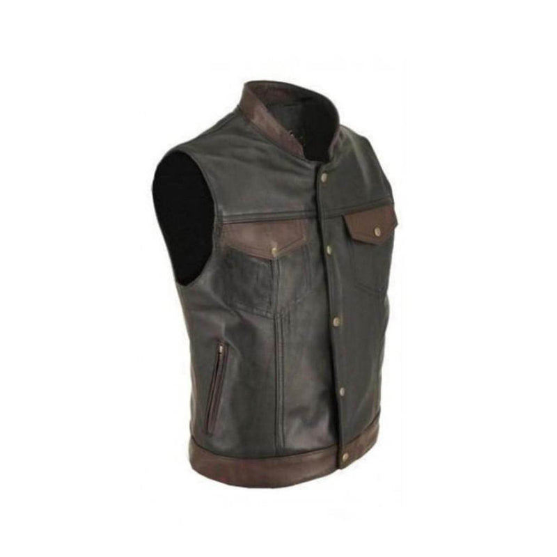 100% Cows Leather Biker Style Waistcoat Vest Cut Most Sizes