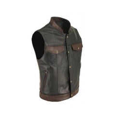 100% Cows Leather Biker Style Waistcoat Vest Cut Most Sizes