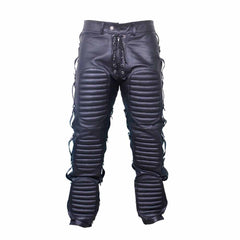 REAL LEATHER MENS BLACK JEANS Goth Bondage Clubwear Most sizes available