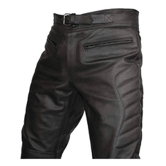 Mens Black Real Cowhide Leather Bikers Trousers Bikers Jeans Bikers Pants