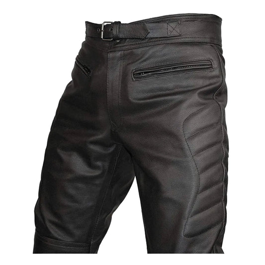 Mens Black Real Cowhide Leather Bikers Trousers Bikers Jeans Bikers Pants