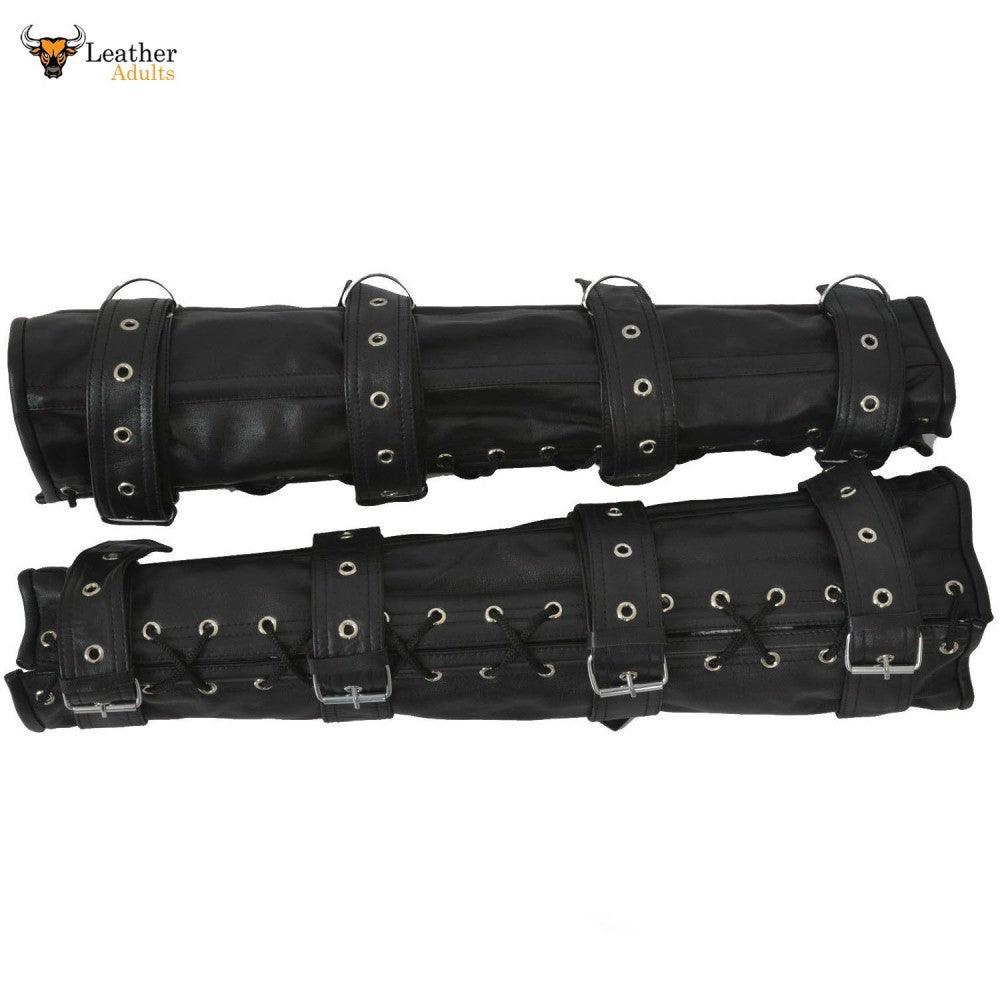 Genuine Leather Bondage Leg Restraints Binders Steel Boned No Escape