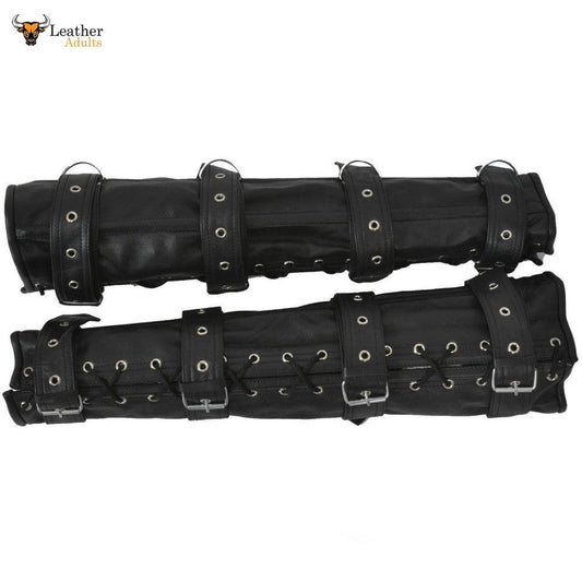 Genuine Leather Bondage Leg Restraints Binders Steel Boned No Escape