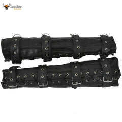 Genuine Leather Bondage Leg Restraints Binders Steel Boned No Escape