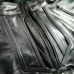 Mens Real Cowhide Leather Pants Double Zipped Jean Trousers BLUF Pants Bikers