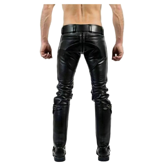 Mens Real Cowhide Leather Pants Double Zipped Jean Trousers BLUF Pants Bikers