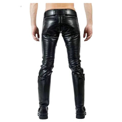Men's Leather Pants Double Zip Jean Trousers Breeches BLUF lederhosen Lederjeans
