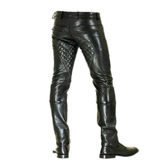 Men's Original Leather Trouser Jeans Breeches Padded Pants BLUF Lederhosen Bikers