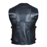 Black Mens Real Leather Gilet Biker Cut Waistcoat Vest Most Sizes VEST 21