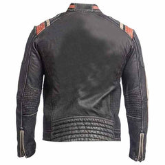 Chaqueta de cuero para hombre Retro 3 Cafe Racer Biker Vintage envejecido
