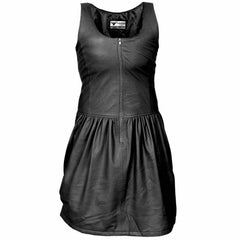 Ladies GENUINE LAMBS LEATHER BLACK SEXY DRESS