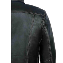 Chaqueta TRUCKER para hombre, clásica, negra, 100% piel de vaca REAL, estilo clásico 1280