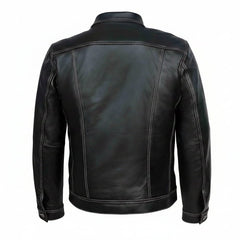 Chaqueta TRUCKER para hombre, clásica, negra, 100% piel de vaca REAL, estilo clásico 1280