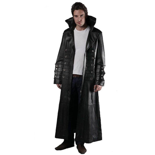 Gabardina gótica Steampunk de cuero puro 100% para hombre, gabardina gótica, gabardina Van Helsing Matrix