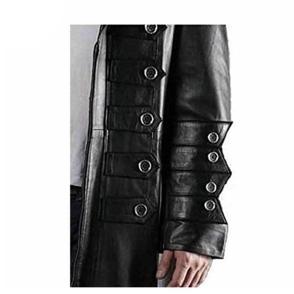 Men's 100% Pure Leather Goth Steampunk Trench Coat Gothic Trench Coat Van Helsing Matrix Trench Coat