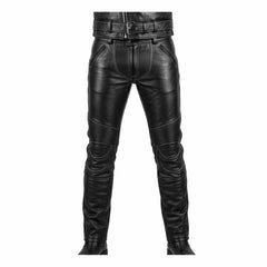 Men's Black Leather Biker Breeches – Cowhide Saddle Back Trousers