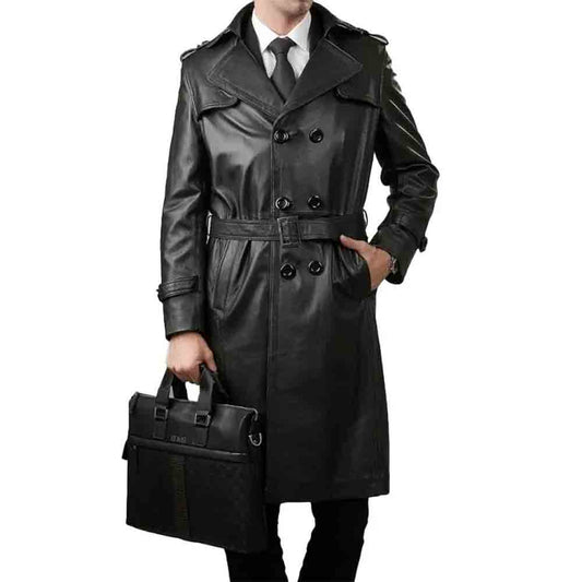 Gabardina Matrix STEAMPUNK Van Helsing de cuero real negro para hombre en la mayoría de los tamaños