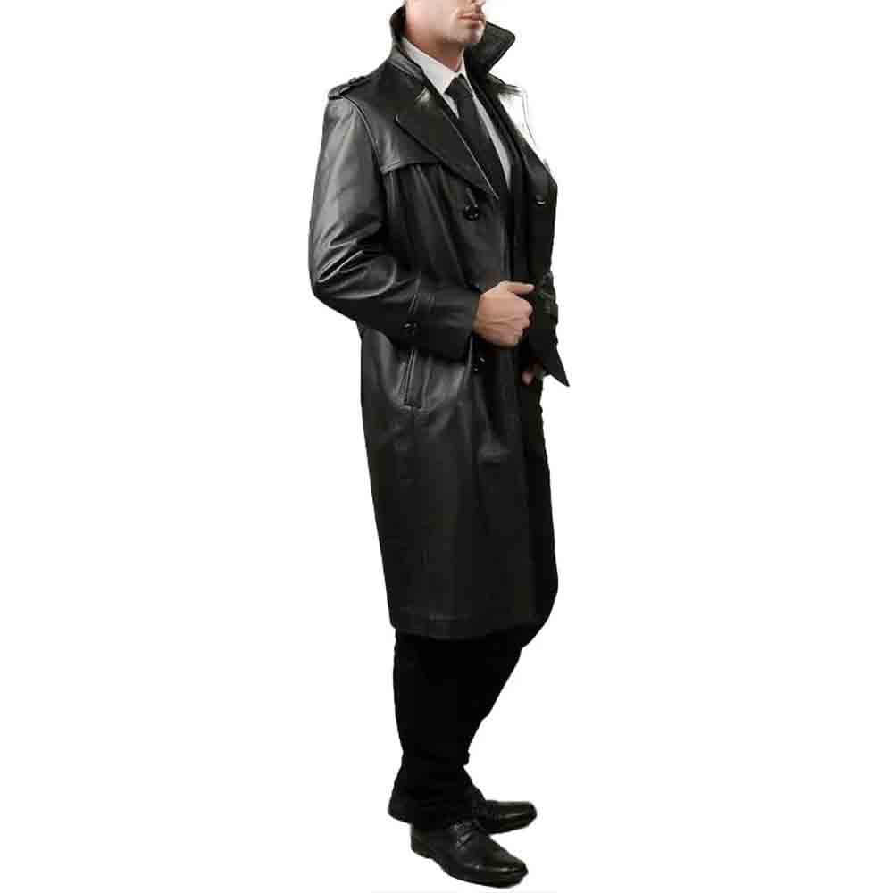 Men s Black Real Leather Matrix STEAMPUNK Van Helsing Trench Coat Most men-s-black-real-leather-matrix-steampunk-van-helsing-trench-coat-most