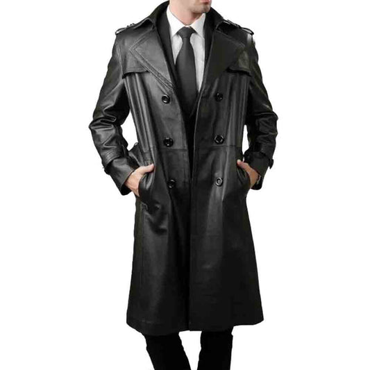 Gabardina Matrix STEAMPUNK Van Helsing de cuero real negro para hombre en la mayoría de los tamaños