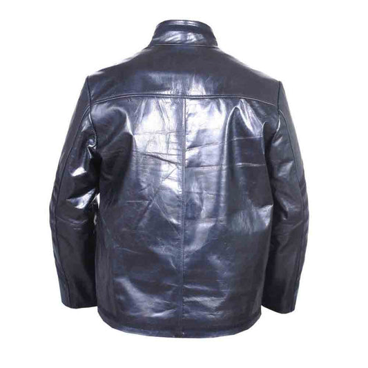 Chaqueta Steampunk negra de cuero de vaca REAL para hombre, chaquetas tipo túnica militar