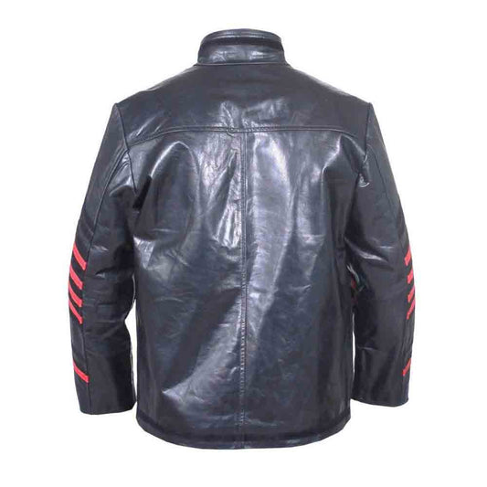 Chaqueta Steampunk negra y roja de piel de vaca REAL para hombre, chaquetas tipo túnica militar