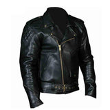 Men's Real Leather Quilted Panels Bikers Jacket Thick Cow Leather Bikers Jacket