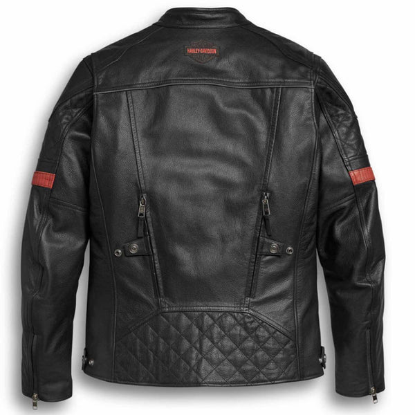 Men's Vanocker Waterproof H-D Triple Vent System Leather Jacket