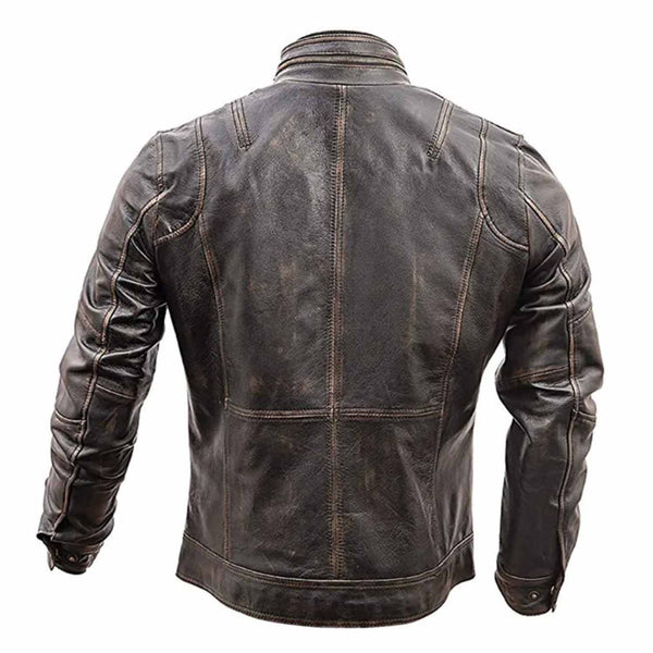 Men's Vintage Motorbike Real Cowhide Leather Jacket