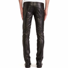 Men's Genuine Cowhide Skinny Pants Five pockets Jeans Style Premium Kink