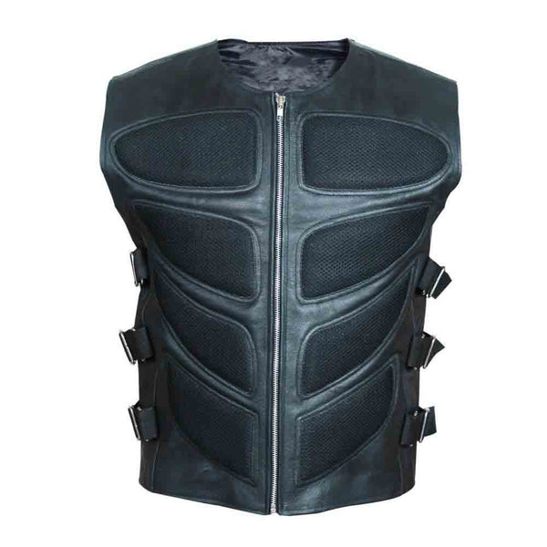 Mens Black Leather Biker Style Waistcoat Vest Most Sizes VEST 19