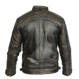 Chaqueta de cuero negro de piel de vaca para hombre, chaqueta de motociclista suave curtida desgastada, la mayoría de los tamaños