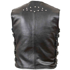 Chaleco de motocicleta de cuero negro genuino para hombre, chaleco de moto para motociclista