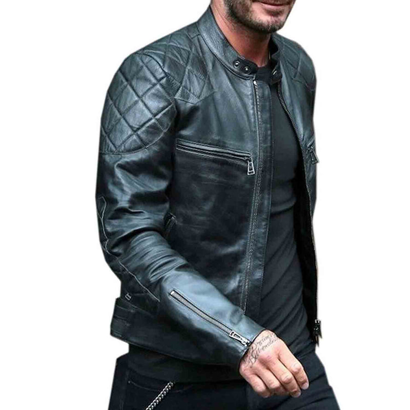 Chaqueta de piel auténtica para hombre, réplica de David Beckham, la mayoría de los tamaños