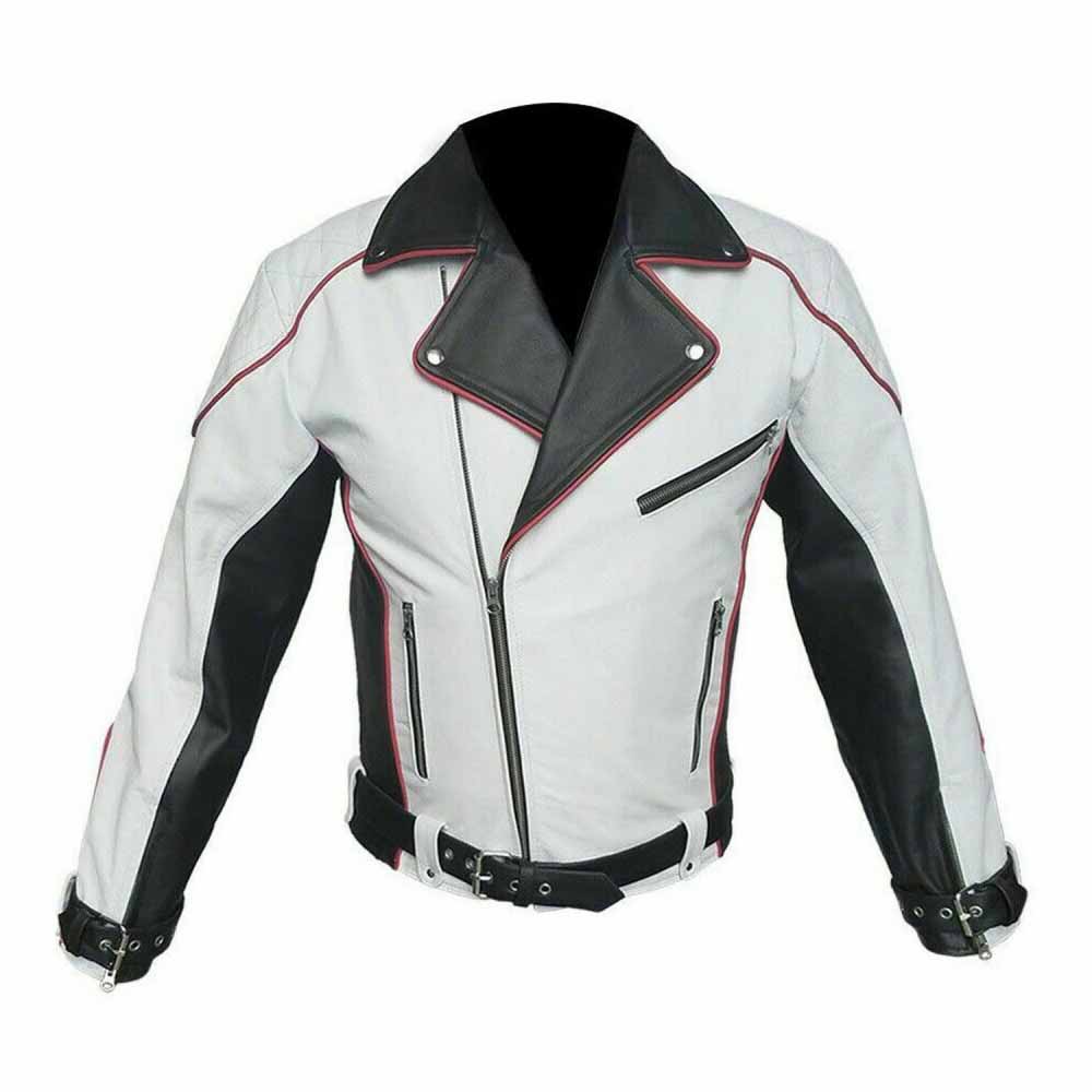 Chaqueta de cuero de vaca auténtica para hombre, chaqueta de motociclista pura, chaqueta de carreras de Fórmula 1, nueva