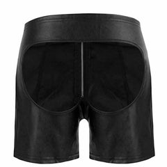 Mens Real Lambskin Soft Leather Backless Shorts Back Open Shorts Gay Shorts