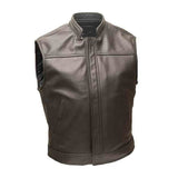 Mens Superb Quality 100% Cowhide Leather Biker Style Waistcoat Vest