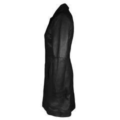 Womens Black Beautiful LAMBS LEATHER Ladies Steampunk GOTH Style Trench Coat T16