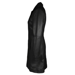 Womens Black Beautiful LAMBS LEATHER Ladies Steampunk GOTH Style Trench Coat T16